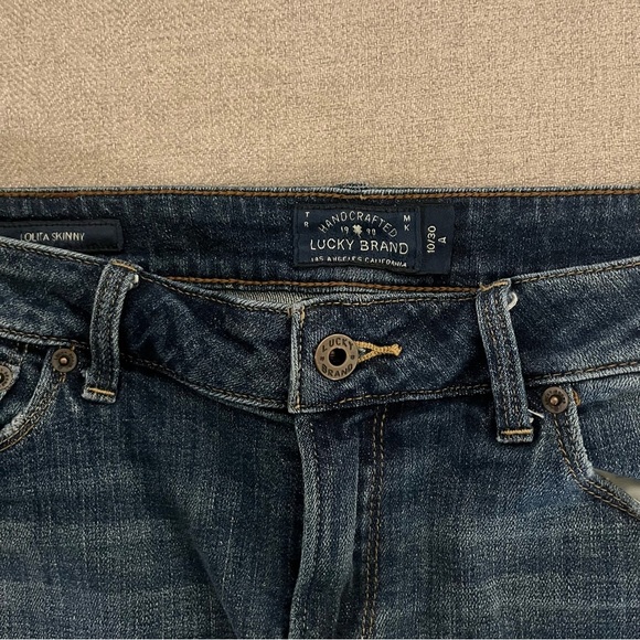 Lucky Brand Lolita Skinny Jeans with Crochet Accents Dark Wash Mid Rise 10 / 30 - Picture 8 of 13